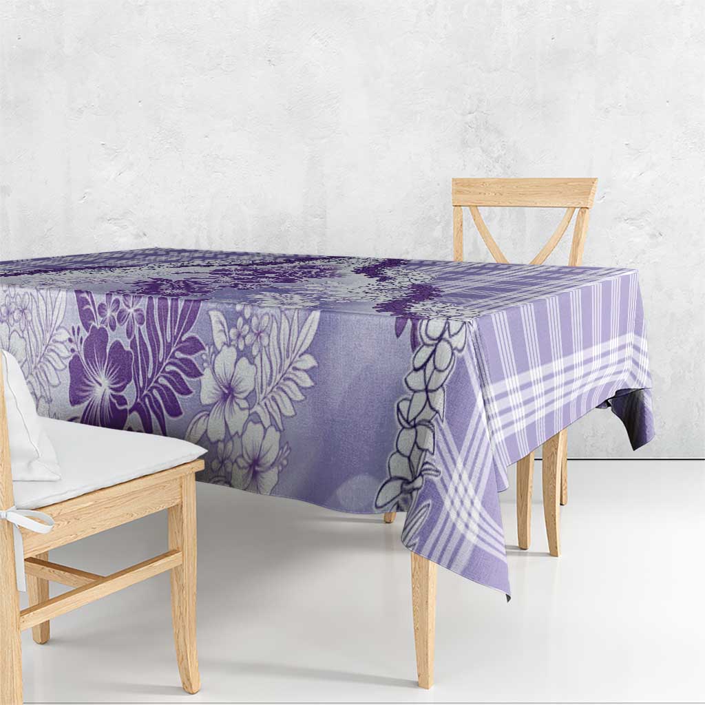 Aloha Hawaii Palaka Tablecloth Purple Plumeria Lei - Polynesian Pride