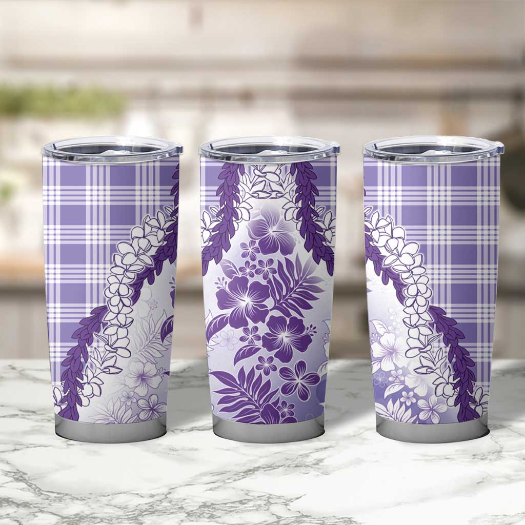 Aloha Hawaii Palaka Tumbler Cup Purple Plumeria Lei - Polynesian Pride