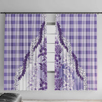 Aloha Hawaii Palaka Window Curtain Purple Plumeria Lei - Polynesian Pride
