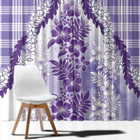 Aloha Hawaii Palaka Window Curtain Purple Plumeria Lei - Polynesian Pride
