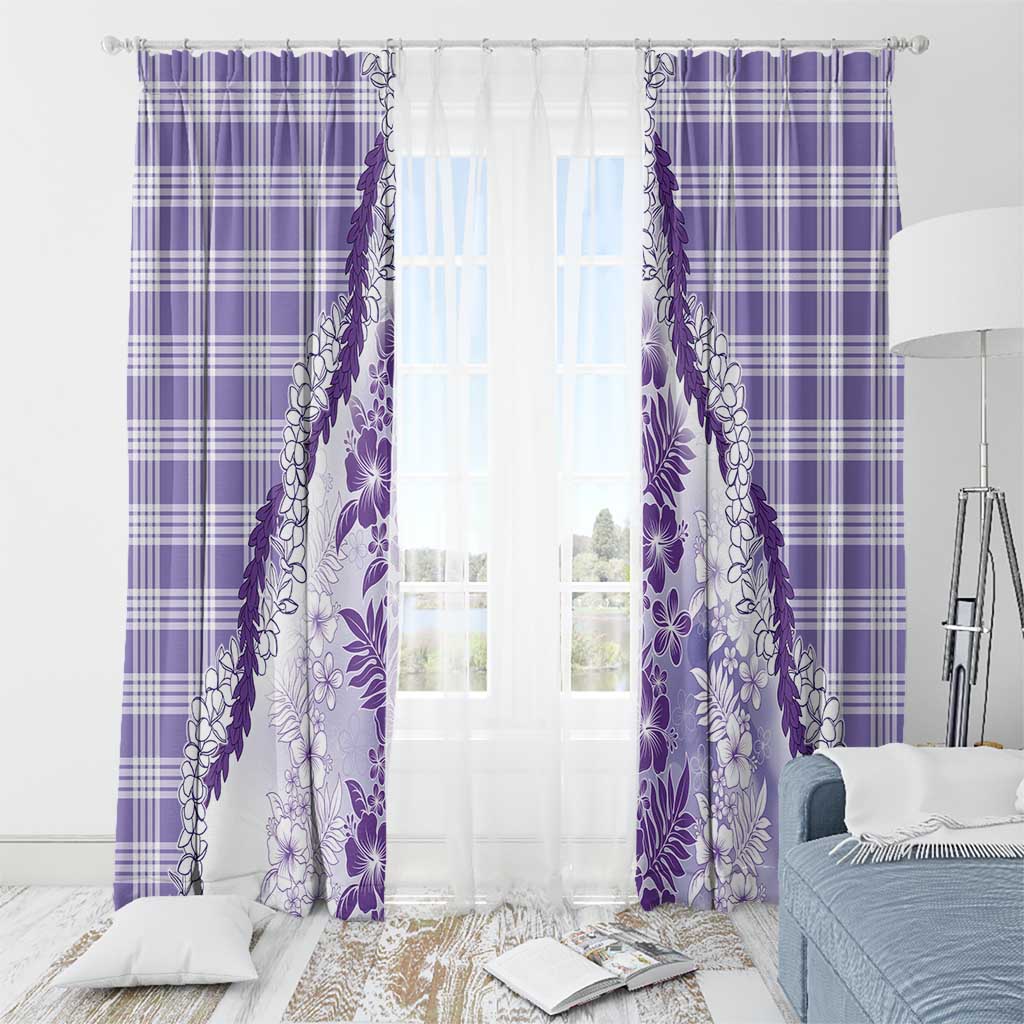 Aloha Hawaii Palaka Window Curtain Purple Plumeria Lei - Polynesian Pride