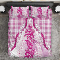 Aloha Hawaii Palaka Bedding Set Pink Plumeria Lei - Polynesian Pride