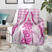Aloha Hawaii Palaka Blanket Pink Plumeria Lei - Polynesian Pride