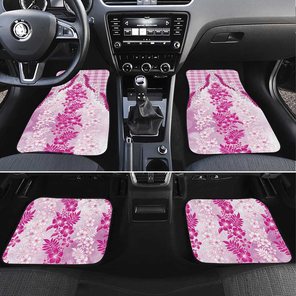 Aloha Hawaii Palaka Car Mats Pink Plumeria Lei - Polynesian Pride