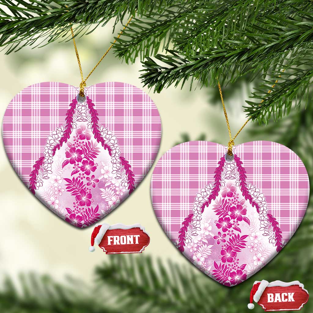 Aloha Hawaii Palaka Ceramic Ornament Pink Plumeria Lei - Polynesian Pride