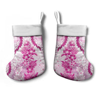 Aloha Hawaii Palaka Christmas Stocking Pink Plumeria Lei - Polynesian Pride