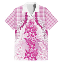 Aloha Hawaii Palaka Family Matching Mermaid Dress and Hawaiian Shirt Pink Plumeria Lei - Polynesian Pride