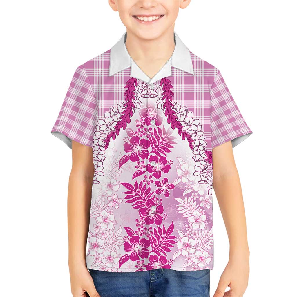 Aloha Hawaii Palaka Family Matching Puletasi and Hawaiian Shirt Pink Plumeria Lei - Polynesian Pride