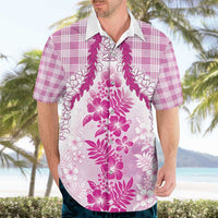 Aloha Hawaii Palaka Hawaiian Shirt Pink Plumeria Lei - Polynesian Pride