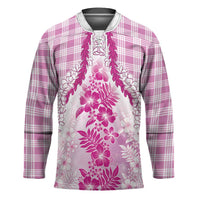 Aloha Hawaii Palaka Hockey Jersey Pink Plumeria Lei - Polynesian Pride