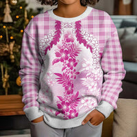 Aloha Hawaii Palaka Kid Ugly Christmas Sweater Pink Plumeria Lei - Polynesian Pride