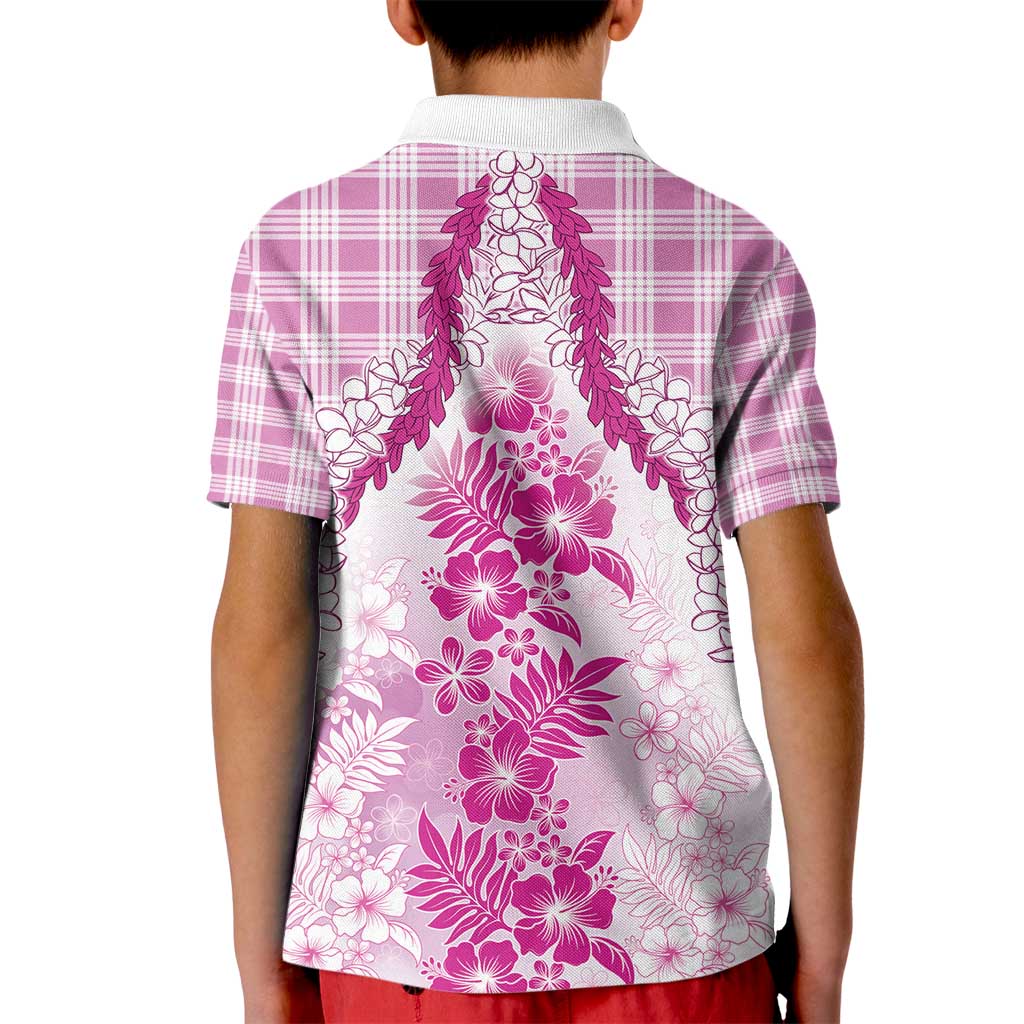 Aloha Hawaii Palaka Kid Polo Shirt Pink Plumeria Lei - Polynesian Pride