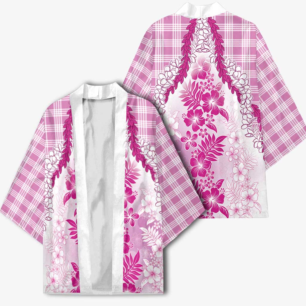 Aloha Hawaii Palaka Kimono Pink Plumeria Lei - Polynesian Pride