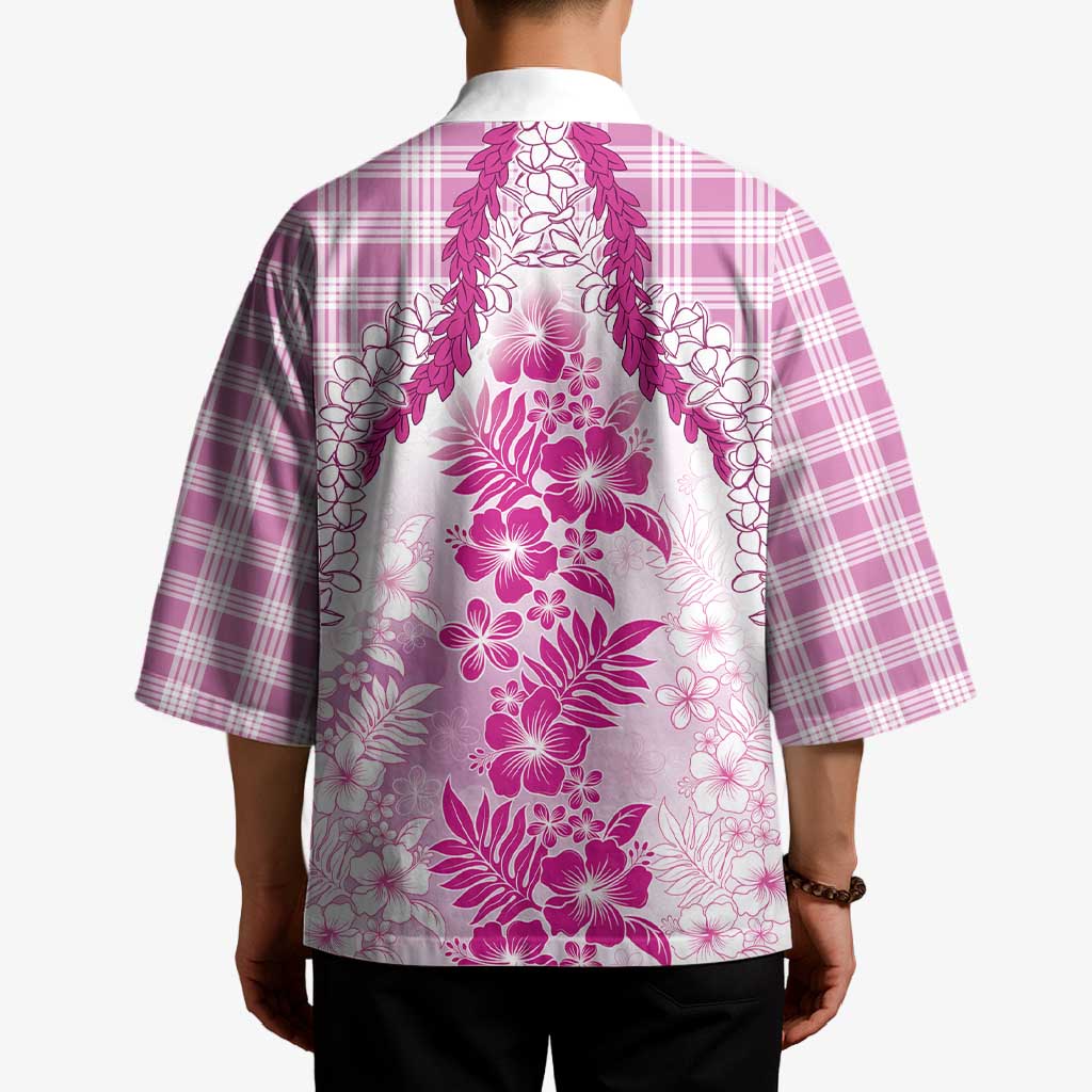 Aloha Hawaii Palaka Kimono Pink Plumeria Lei - Polynesian Pride