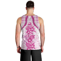 Aloha Hawaii Palaka Men Tank Top Pink Plumeria Lei - Polynesian Pride