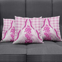 Aloha Hawaii Palaka Pillow Cover Pink Plumeria Lei - Polynesian Pride