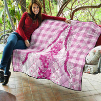 Aloha Hawaii Palaka Quilt Pink Plumeria Lei - Polynesian Pride