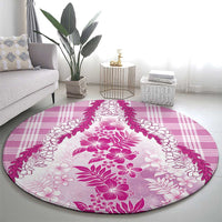 Aloha Hawaii Palaka Round Carpet Pink Plumeria Lei - Polynesian Pride