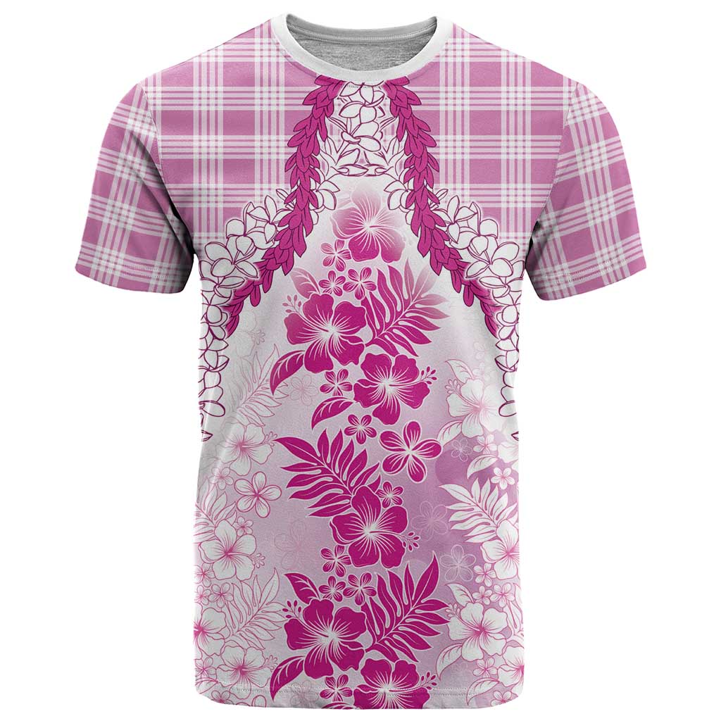 Aloha Hawaii Palaka T Shirt Pink Plumeria Lei - Polynesian Pride