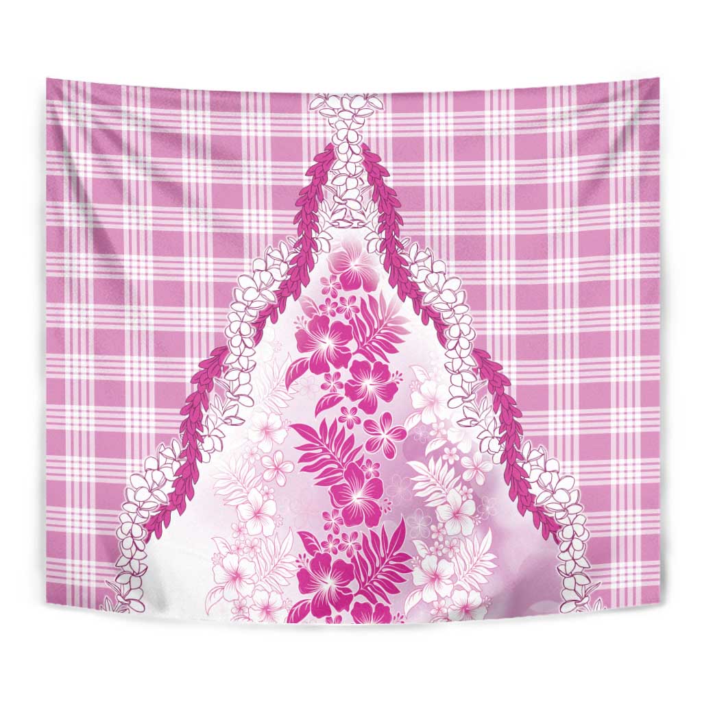Aloha Hawaii Palaka Tapestry Pink Plumeria Lei - Polynesian Pride