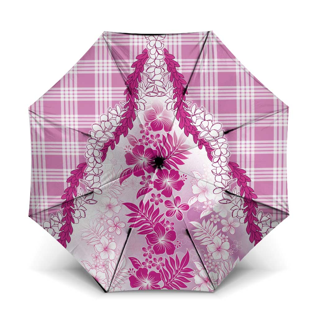 Aloha Hawaii Palaka Umbrella Pink Plumeria Lei - Polynesian Pride