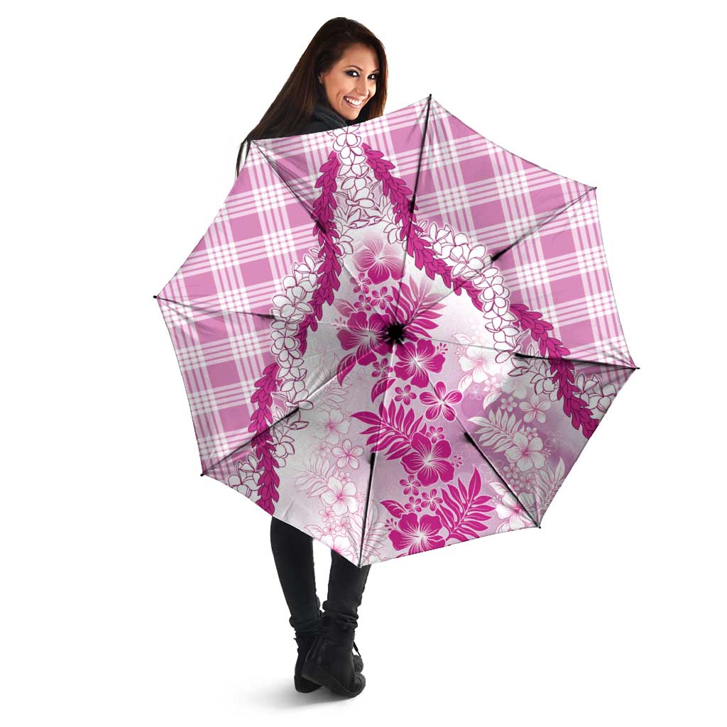 Aloha Hawaii Palaka Umbrella Pink Plumeria Lei - Polynesian Pride