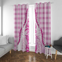 Aloha Hawaii Palaka Window Curtain Pink Plumeria Lei - Polynesian Pride