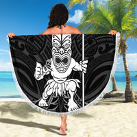New Zealand Maori Taiaha Beach Blanket Tiki Warrior Black LT05 - Polynesian Pride