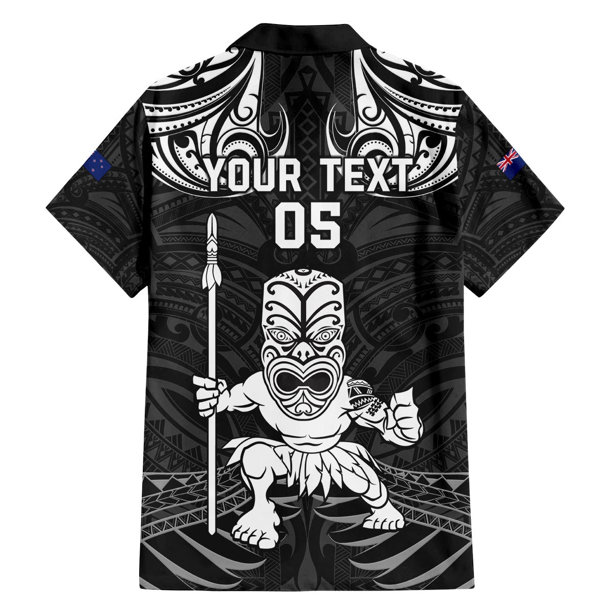 Custom New Zealand Maori Taiaha Family Matching Tank Maxi Dress and Hawaiian Shirt Tiki Warrior Black LT05 - Polynesian Pride