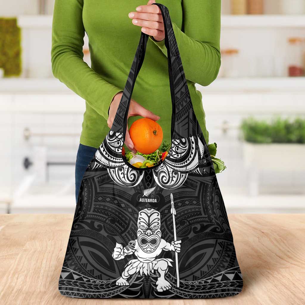 New Zealand Maori Taiaha Grocery Bag Tiki Warrior Black