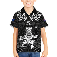 Custom New Zealand Maori Taiaha Hawaiian Shirt Tiki Warrior Black LT05 - Polynesian Pride