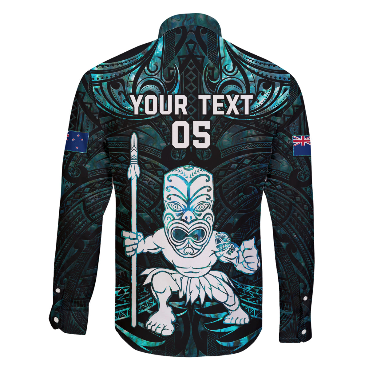 Custom New Zealand Maori Taiaha Family Matching Off Shoulder Short Dress and Hawaiian Shirt Tiki Warrior Paua Shell LT05 - Polynesian Pride