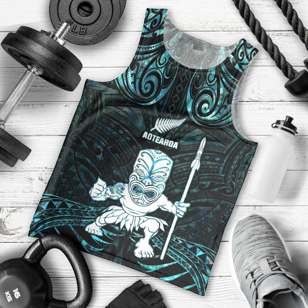 Custom New Zealand Maori Taiaha Men Tank Top Tiki Warrior Paua Shell LT05 - Polynesian Pride