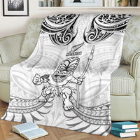 New Zealand Maori Taiaha Blanket Tiki Warrior White LT05 - Polynesian Pride