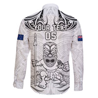 Custom New Zealand Maori Taiaha Family Matching Puletasi and Hawaiian Shirt Tiki Warrior White LT05 - Polynesian Pride