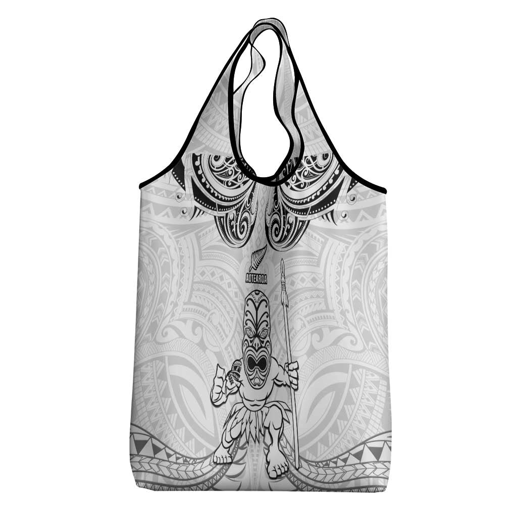 New Zealand Maori Taiaha Grocery Bag Tiki Warrior White