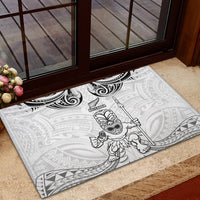 New Zealand Maori Taiaha Rubber Doormat Tiki Warrior White LT05 - Polynesian Pride