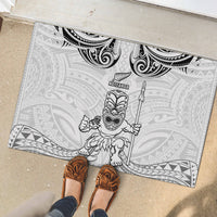 New Zealand Maori Taiaha Rubber Doormat Tiki Warrior White LT05 - Polynesian Pride