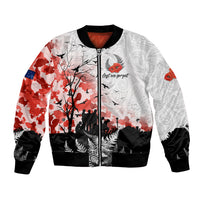 Kei Wareware Tatou New Zealand ANZAC Day Bomber Jacket Lest We Forget LT05 Unisex White - Polynesian Pride