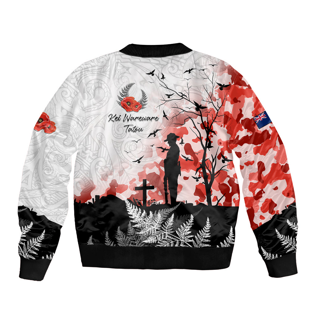 Kei Wareware Tatou New Zealand ANZAC Day Bomber Jacket Lest We Forget LT05 - Polynesian Pride