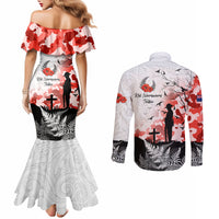 Kei Wareware Tatou New Zealand ANZAC Day Couples Matching Mermaid Dress and Long Sleeve Button Shirt Lest We Forget LT05 - Polynesian Pride