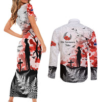Kei Wareware Tatou New Zealand ANZAC Day Couples Matching Short Sleeve Bodycon Dress and Long Sleeve Button Shirt Lest We Forget LT05 - Polynesian Pride