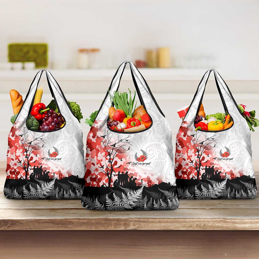 Kei Wareware Tatou New Zealand ANZAC Day Grocery Bag Lest We Forget
