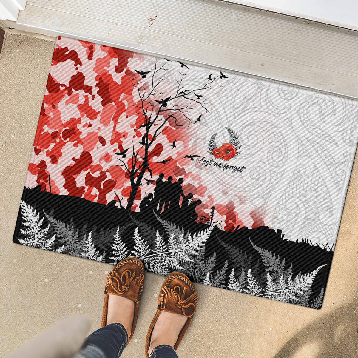 Kei Wareware Tatou New Zealand ANZAC Day Rubber Doormat Lest We Forget LT05 - Polynesian Pride