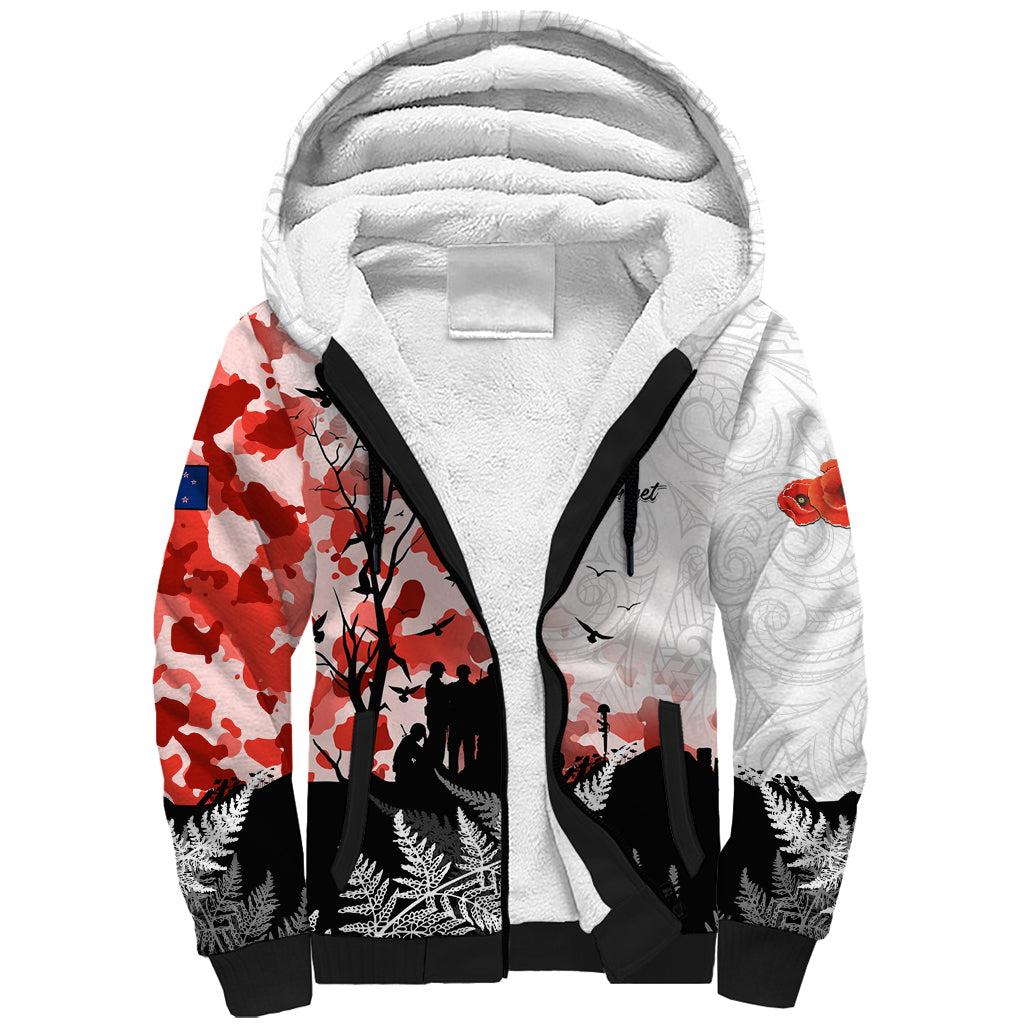 Kei Wareware Tatou New Zealand ANZAC Day Sherpa Hoodie Lest We Forget LT05 Unisex White - Polynesian Pride