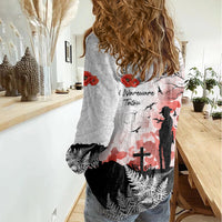 Kei Wareware Tatou New Zealand ANZAC Day Women Casual Shirt Lest We Forget LT05 - Polynesian Pride