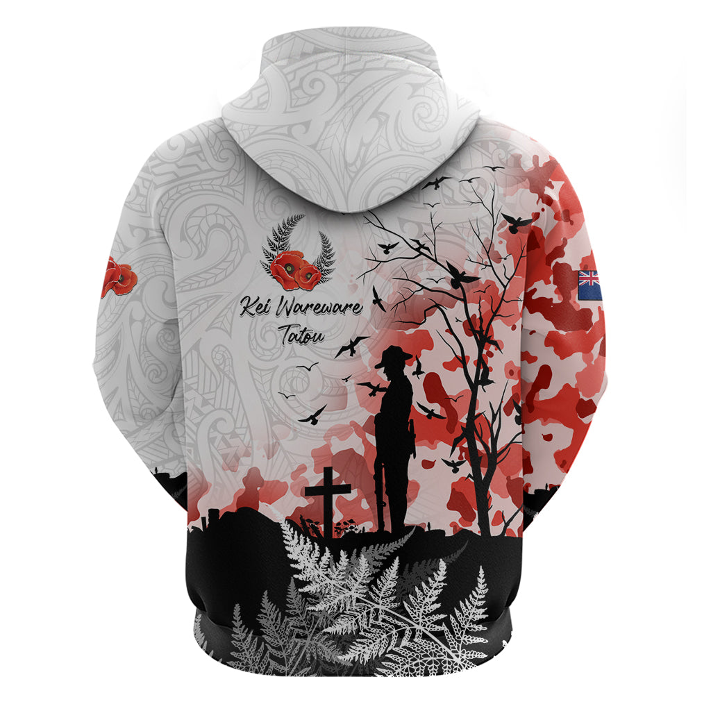 Kei Wareware Tatou New Zealand ANZAC Day Zip Hoodie Lest We Forget LT05 - Polynesian Pride