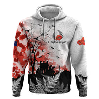 Kei Wareware Tatou New Zealand ANZAC Day Zip Hoodie Lest We Forget LT05 Pullover Hoodie White - Polynesian Pride