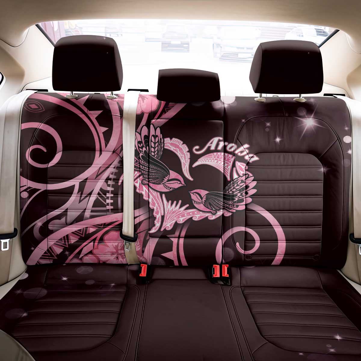 New Zealand Valentine Back Car Seat Cover Aroha Sweet Pink Piwakawaka