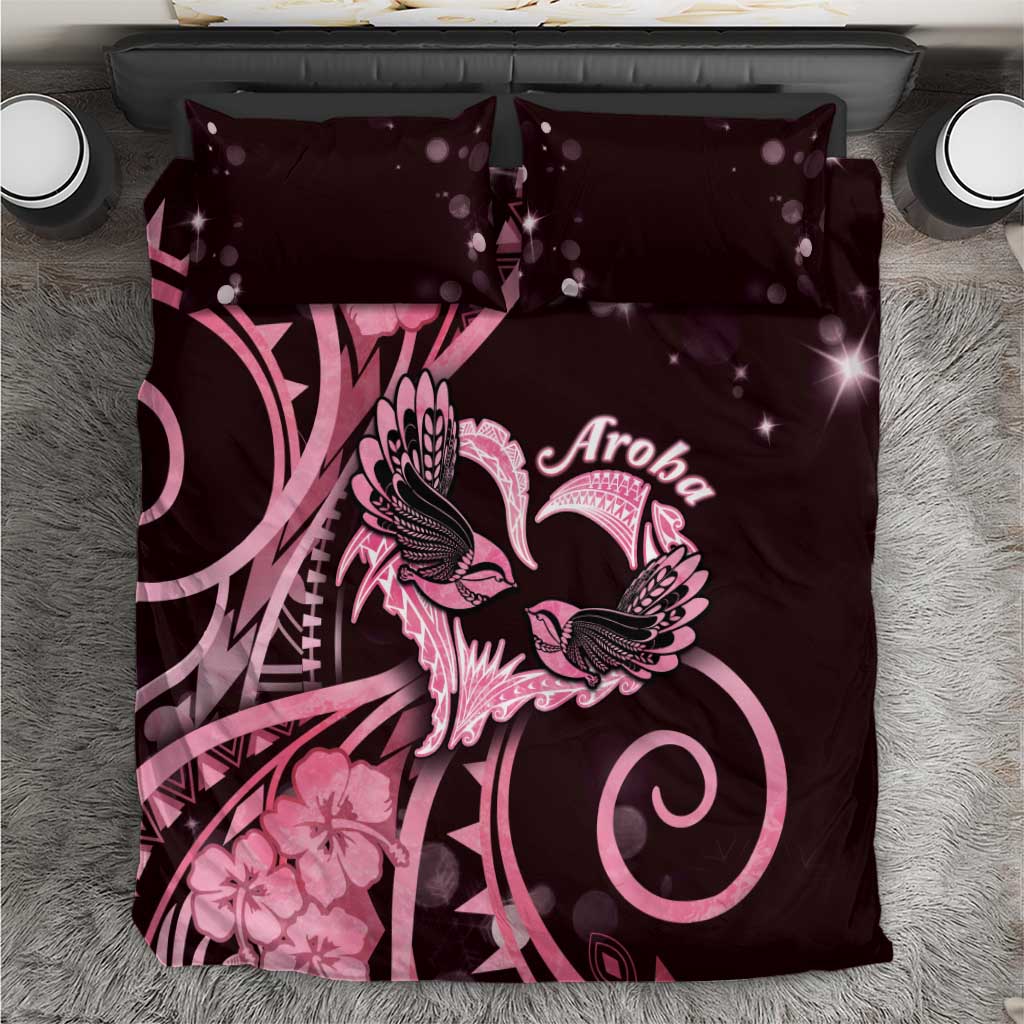 New Zealand Valentine Bedding Set Aroha Sweet Pink Piwakawaka LT05 Pink - Polynesian Pride
